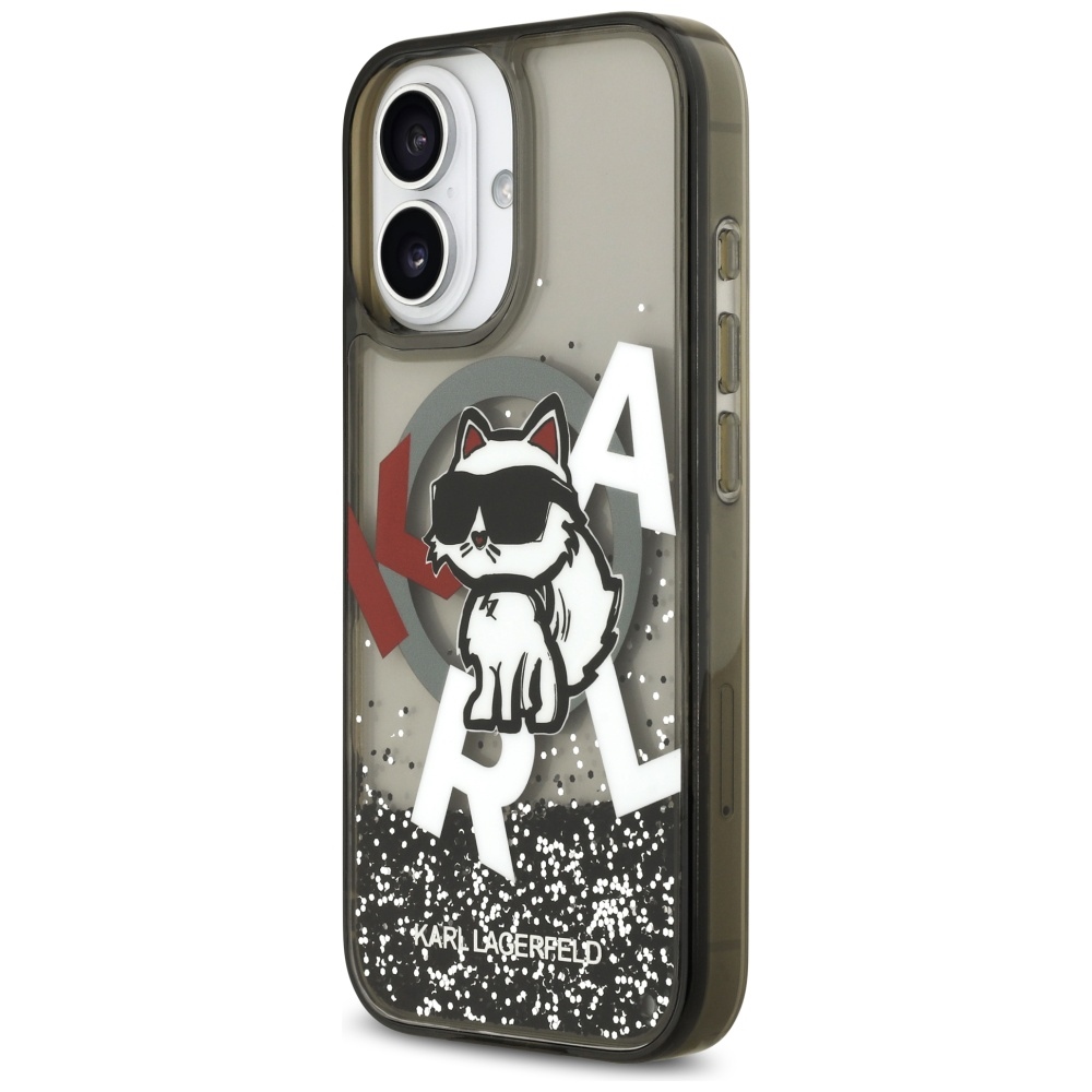 200923_2 Karl Lagerfeld Liquid Glitter Choupette Logo MagSafe iPhone 17 Case - Blackeng