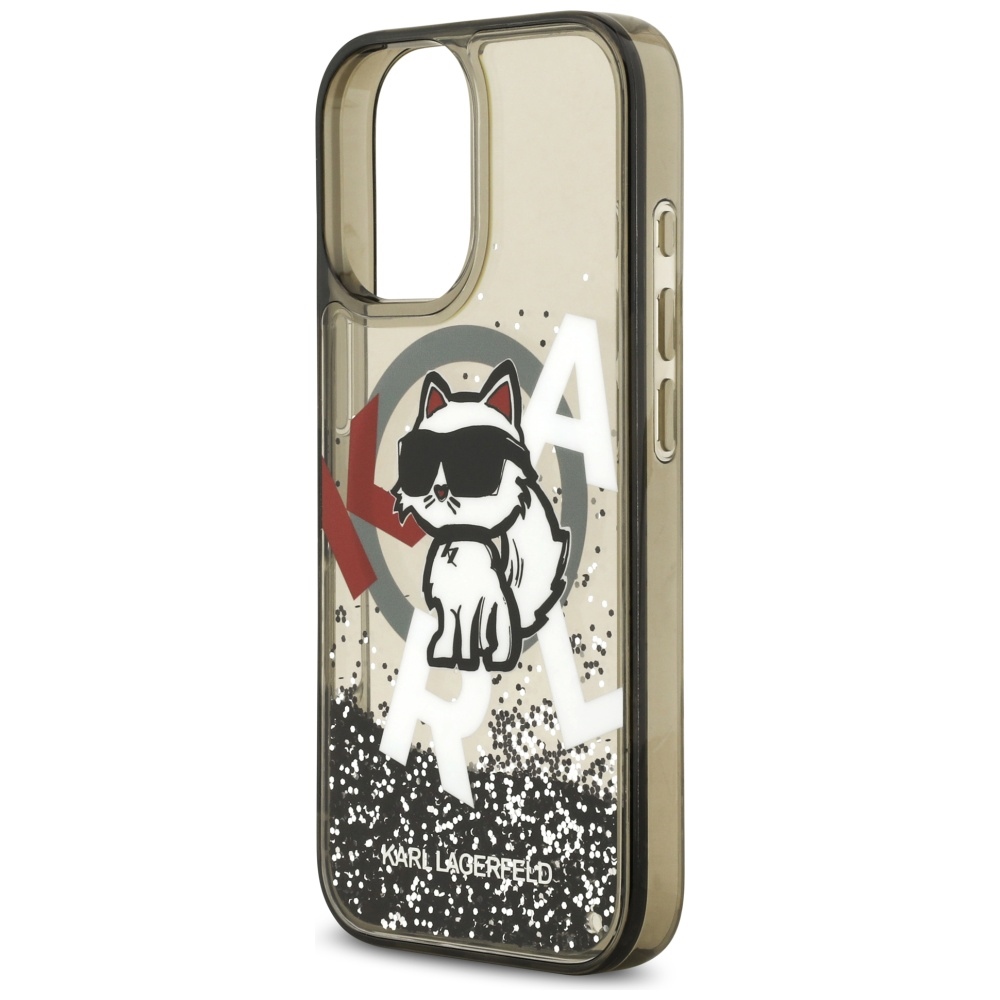 200923_6 Karl Lagerfeld Liquid Glitter Choupette Logo MagSafe iPhone 17 Case - Blackeng