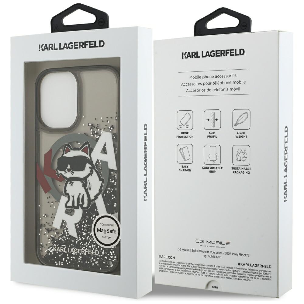 200923_8 Karl Lagerfeld Liquid Glitter Choupette Logo MagSafe iPhone 17 Case - Blackeng