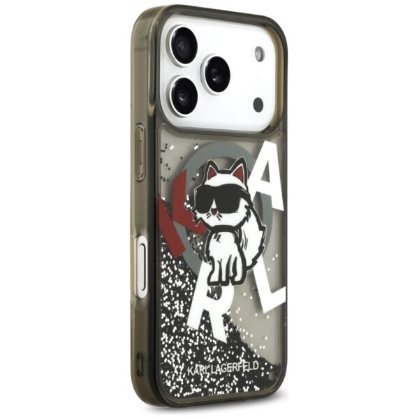 Karl Lagerfeld Liquid Glitter Choupette Logo MagSafe Case for iPhone 17 Pro - Blackeng