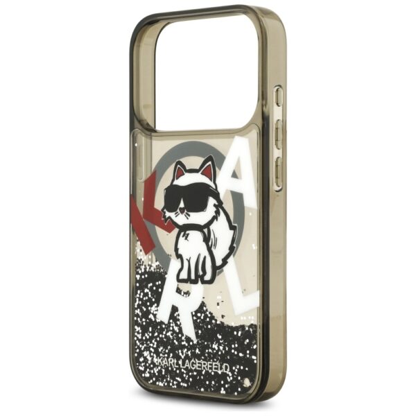 Karl Lagerfeld Liquid Glitter Choupette Logo MagSafe Case for iPhone 17 Pro - Blackeng