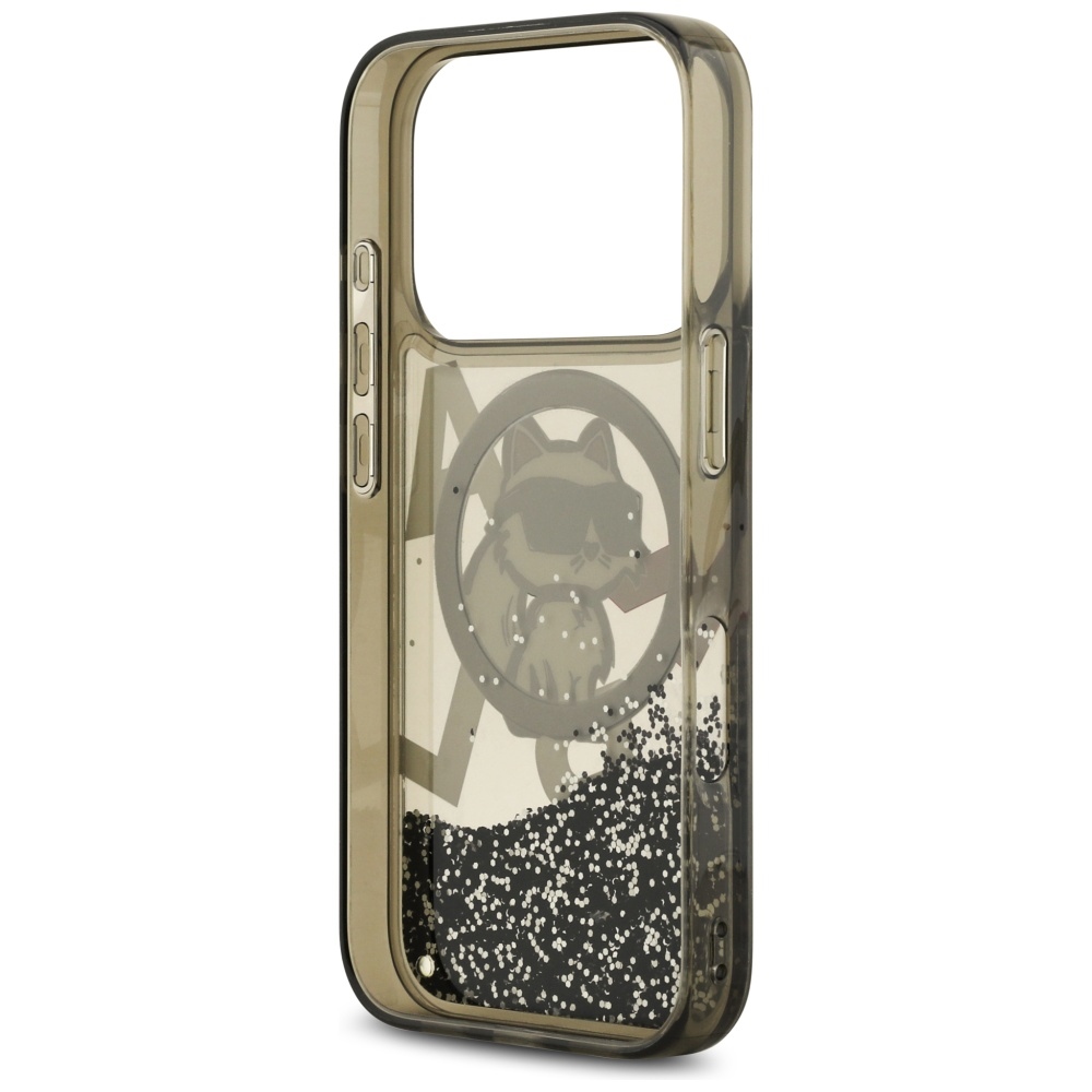 200924_7 Karl Lagerfeld Liquid Glitter Choupette Logo MagSafe Case for iPhone 17 Pro - Blackeng