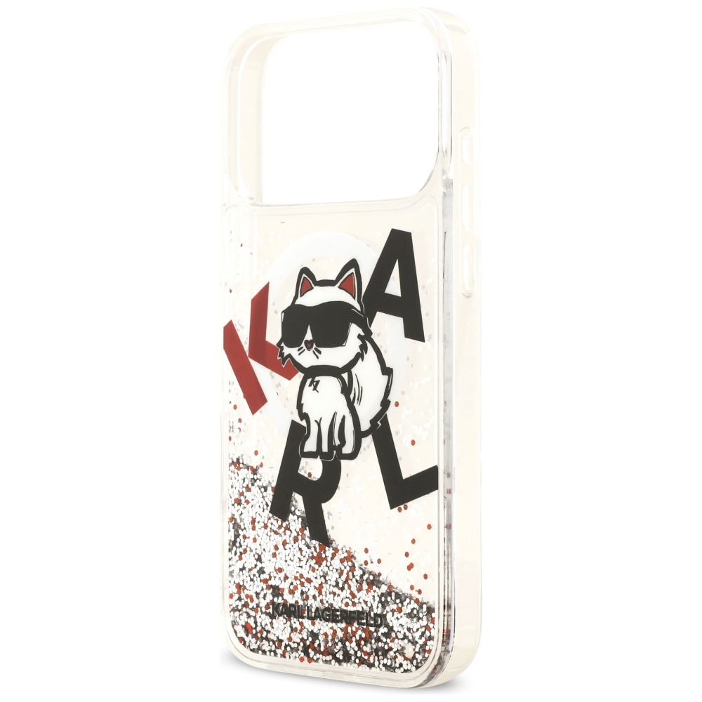 200926_6 Karl Lagerfeld Liquid Glitter Choupette Logo MagSafe Case for iPhone 17 Pro Max - Cleareng