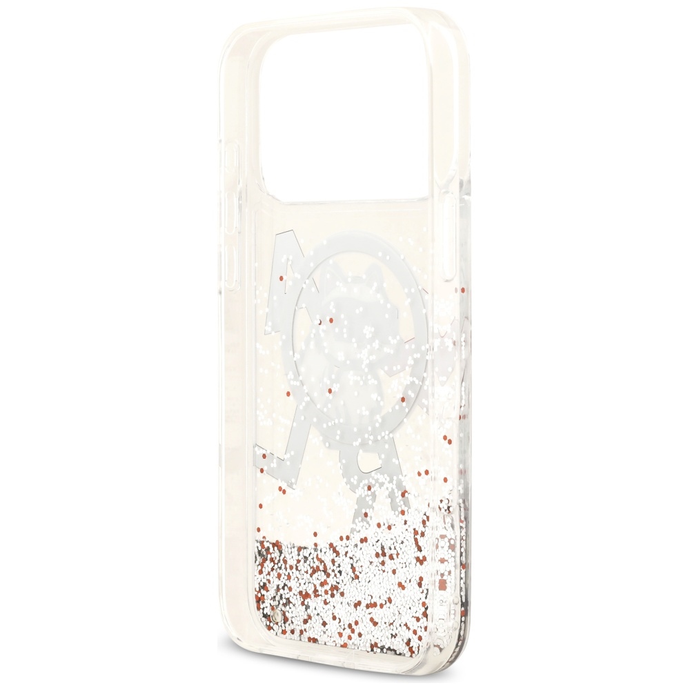 200926_7 Karl Lagerfeld Liquid Glitter Choupette Logo MagSafe Case for iPhone 17 Pro Max - Cleareng