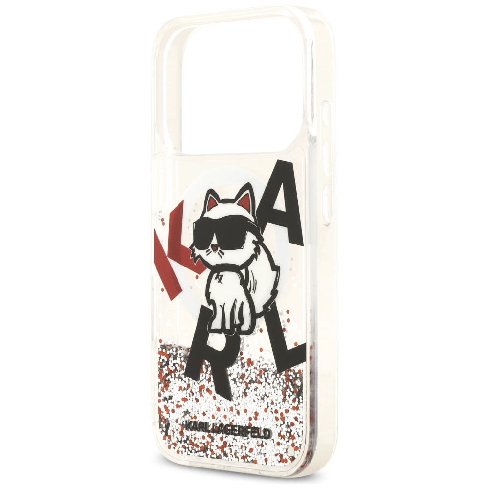 200927_6 Karl Lagerfeld Liquid Glitter Choupette Logo MagSafe Case for iPhone 17 Pro - Cleareng
