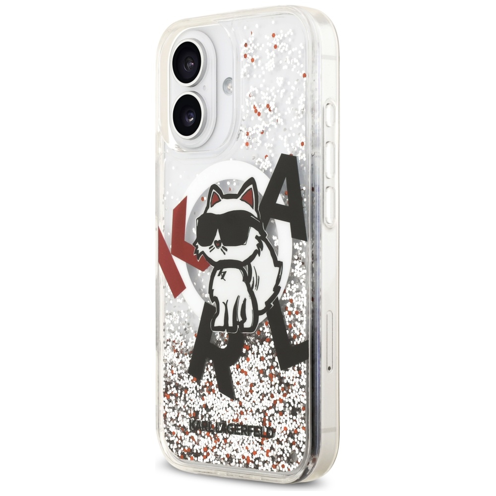 200928_2 Karl Lagerfeld Liquid Glitter Choupette Logo MagSafe Case for iPhone 17 - Cleareng