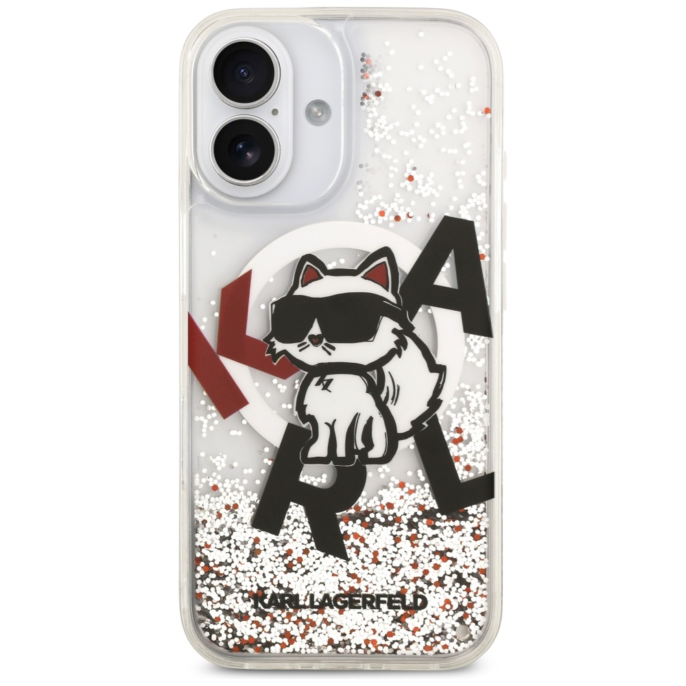 200928_3 Karl Lagerfeld Liquid Glitter Choupette Logo MagSafe Case for iPhone 17 - Cleareng