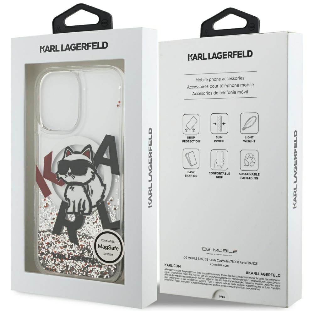 200928_8 Karl Lagerfeld Liquid Glitter Choupette Logo MagSafe Case for iPhone 17 - Cleareng