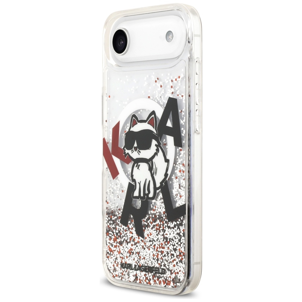 200929_2 Karl Lagerfeld Liquid Glitter Choupette Logo MagSafe iPhone Air Case - Cleareng