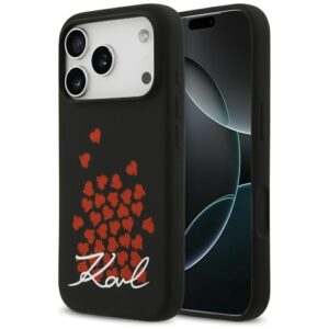 Karl Lagerfeld Silicone Heart Sign Logo MagSafe Case for iPhone 17 Pro - Blackeng