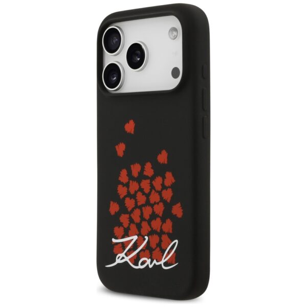 Karl Lagerfeld Silicone Heart Sign Logo MagSafe Case for iPhone 17 Pro - Blackeng