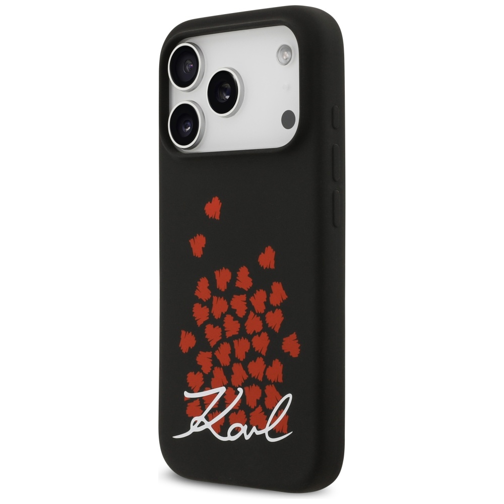 Karl Lagerfeld Silicone Heart Sign Logo MagSafe Case for iPhone 17 Pro - Blackeng