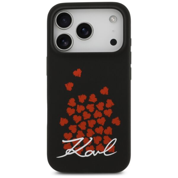 Karl Lagerfeld Silicone Heart Sign Logo MagSafe Case for iPhone 17 Pro - Blackeng