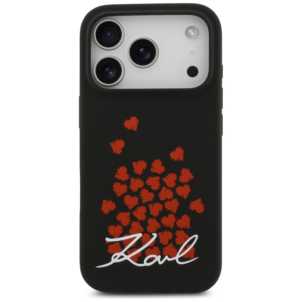 Karl Lagerfeld Silicone Heart Sign Logo MagSafe Case for iPhone 17 Pro - Blackeng