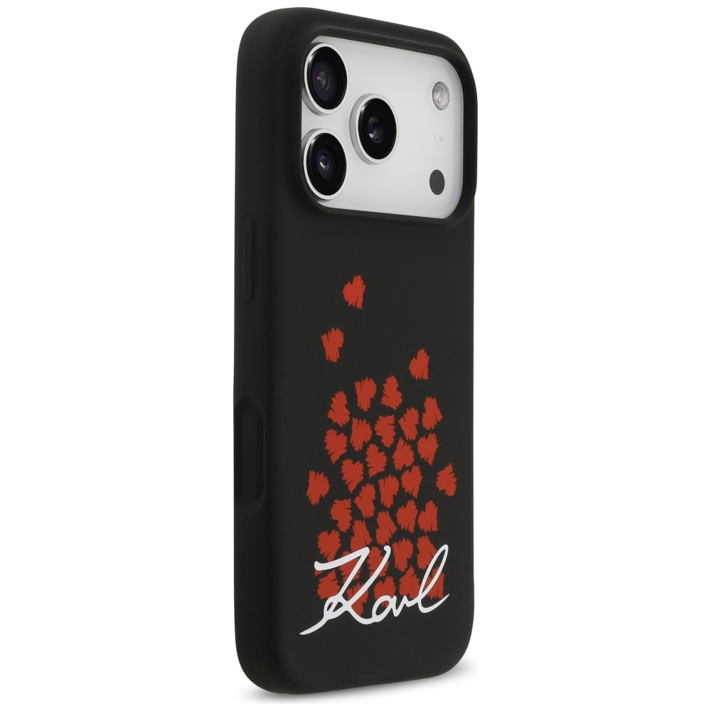 Karl Lagerfeld Silicone Heart Sign Logo MagSafe Case for iPhone 17 Pro - Blackeng