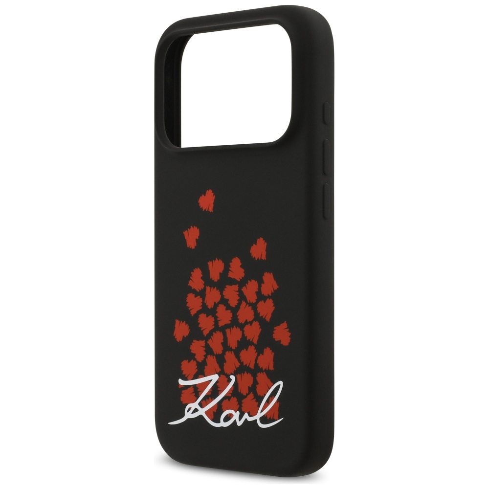 Karl Lagerfeld Silicone Heart Sign Logo MagSafe Case for iPhone 17 Pro - Blackeng