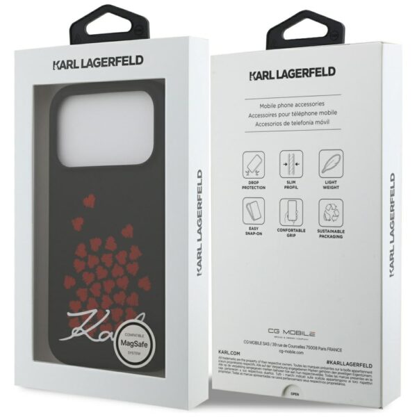 Karl Lagerfeld Silicone Heart Sign Logo MagSafe Case for iPhone 17 Pro - Blackeng