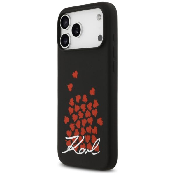 Karl Lagerfeld Silicone Heart Sign Logo MagSafe Case for iPhone 17 Pro Max - Blackeng