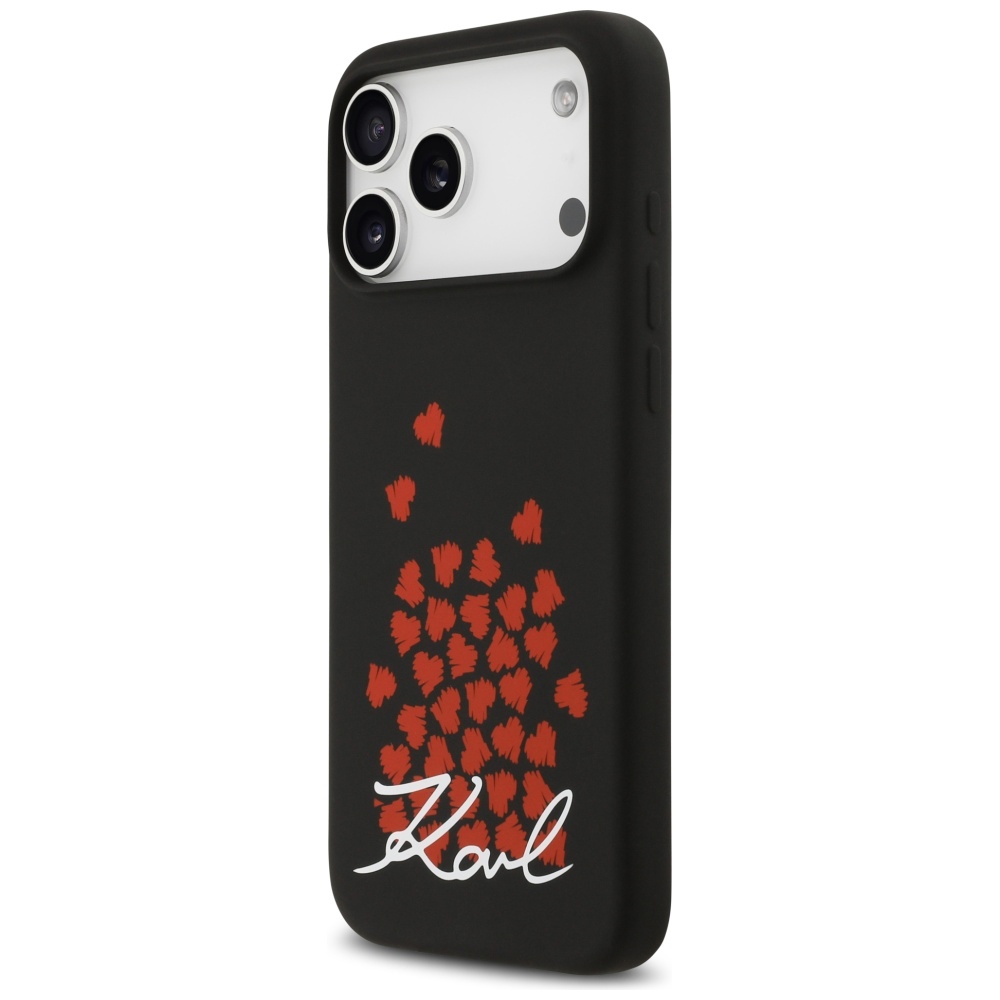 Karl Lagerfeld Silicone Heart Sign Logo MagSafe Case for iPhone 17 Pro Max - Blackeng
