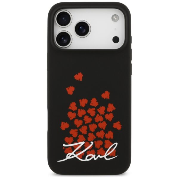 Karl Lagerfeld Silicone Heart Sign Logo MagSafe Case for iPhone 17 Pro Max - Blackeng