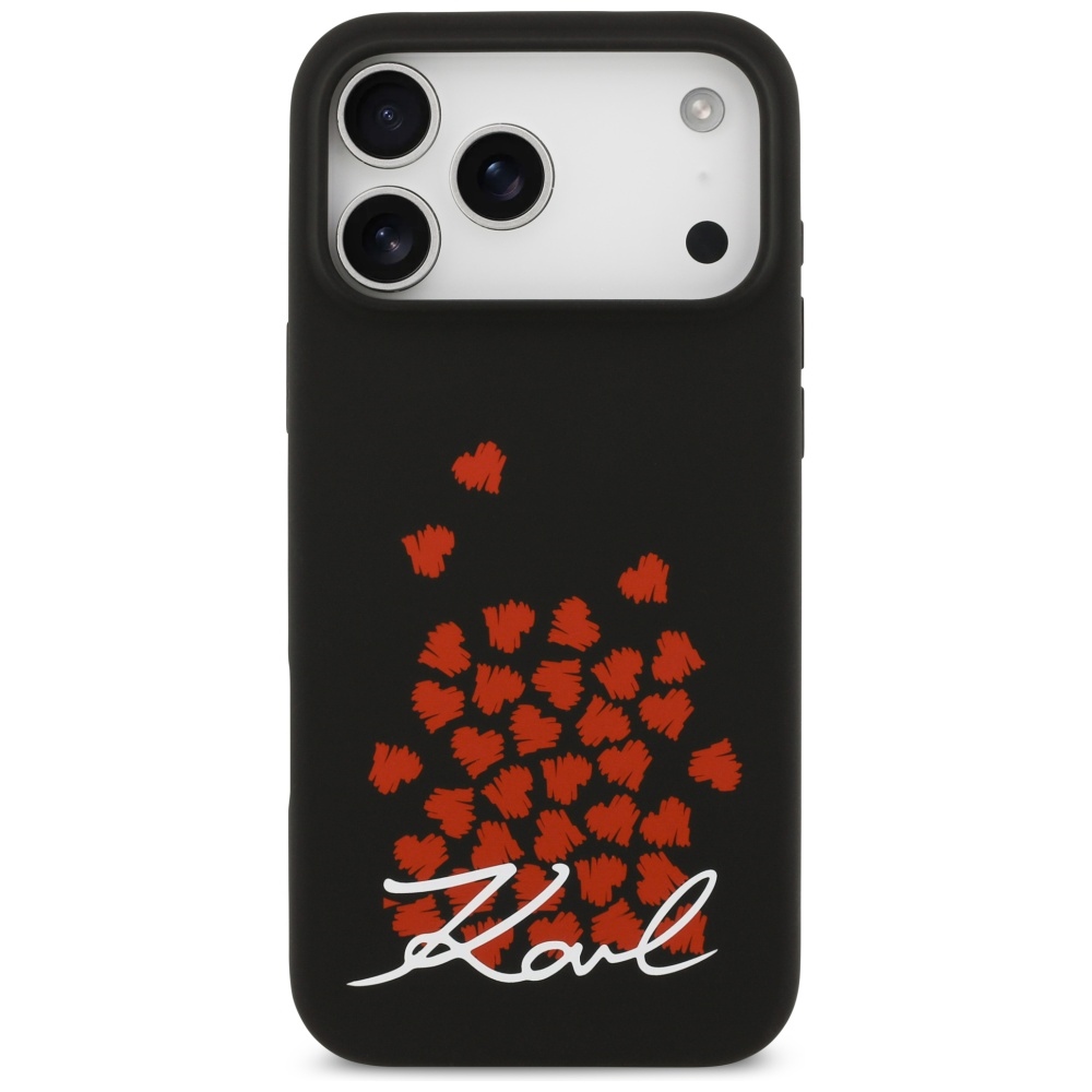 Karl Lagerfeld Silicone Heart Sign Logo MagSafe Case for iPhone 17 Pro Max - Blackeng