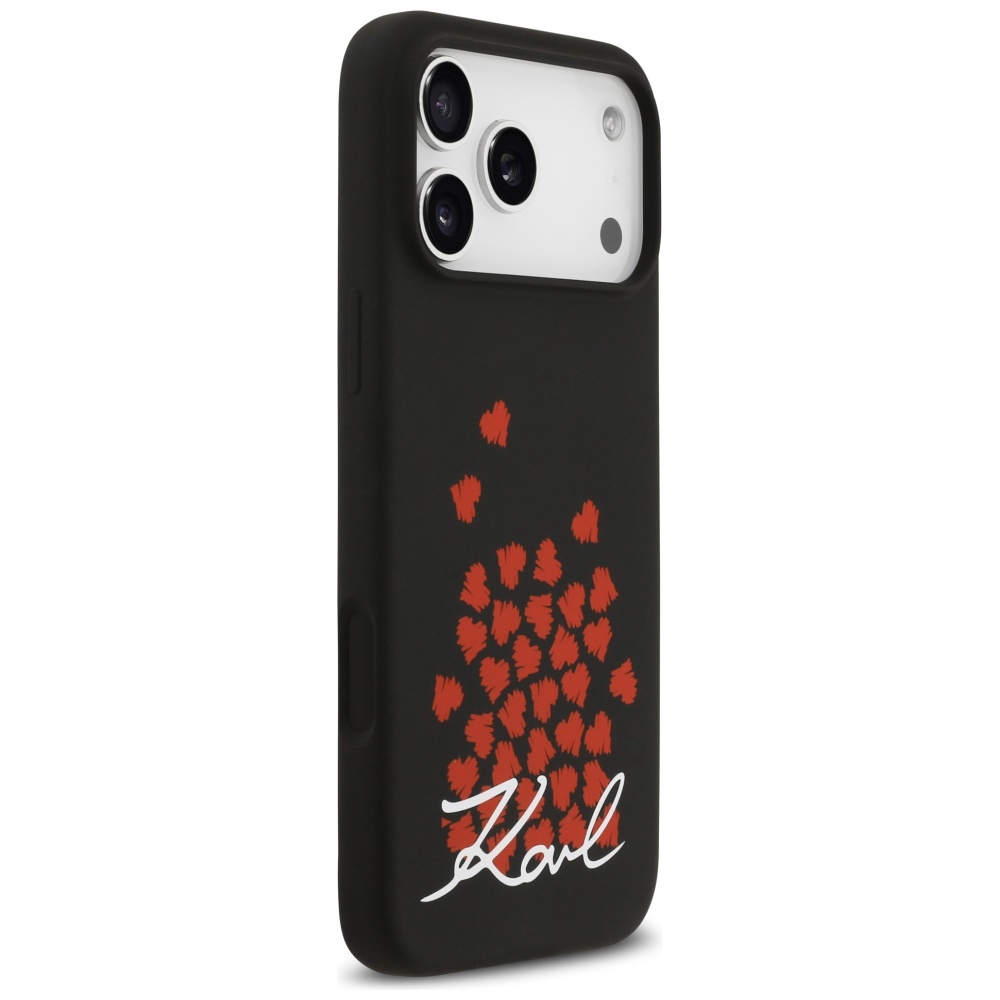 Karl Lagerfeld Silicone Heart Sign Logo MagSafe Case for iPhone 17 Pro Max - Blackeng