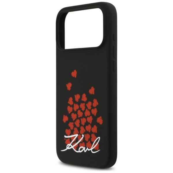 Karl Lagerfeld Silicone Heart Sign Logo MagSafe Case for iPhone 17 Pro Max - Blackeng