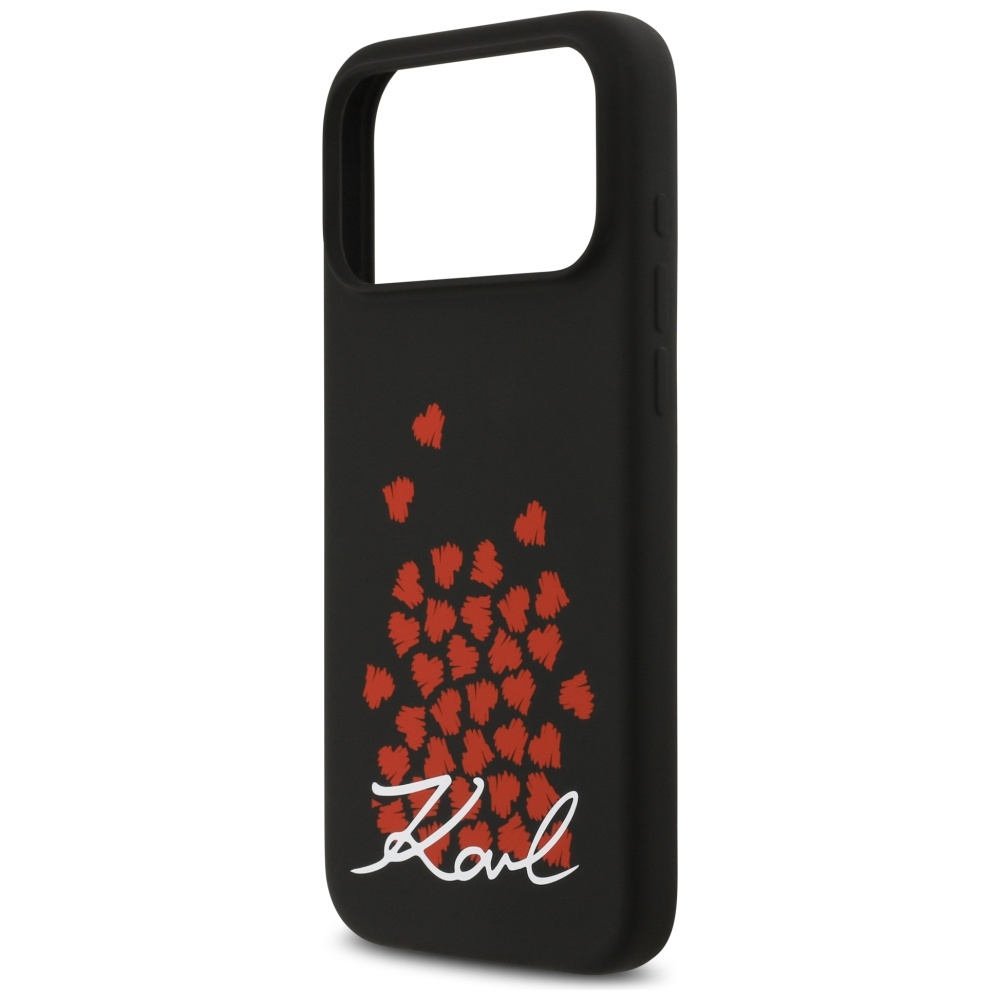 Karl Lagerfeld Silicone Heart Sign Logo MagSafe Case for iPhone 17 Pro Max - Blackeng