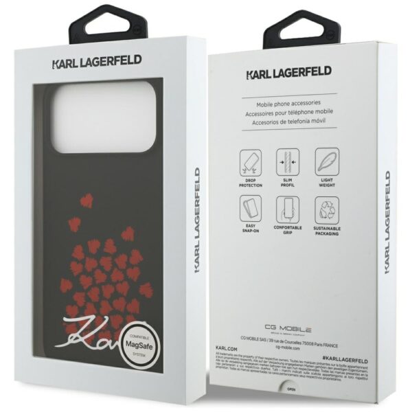 Karl Lagerfeld Silicone Heart Sign Logo MagSafe Case for iPhone 17 Pro Max - Blackeng
