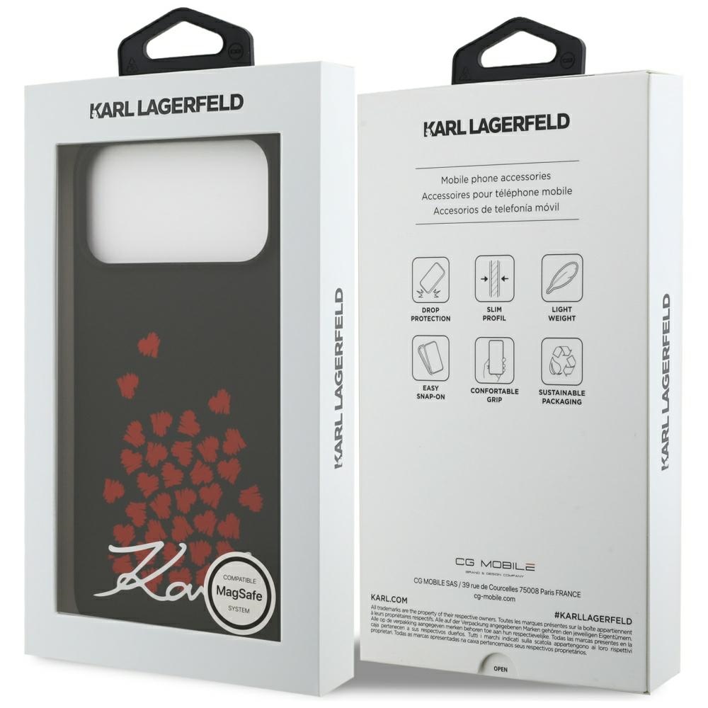 Karl Lagerfeld Silicone Heart Sign Logo MagSafe Case for iPhone 17 Pro Max - Blackeng