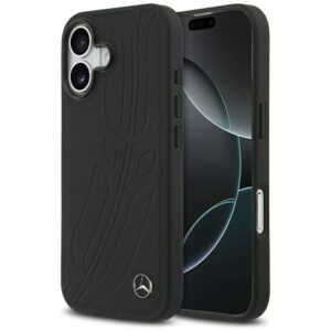 Mercedes Leather Large Laurel Leave MagSafe Case for iPhone 17 - Blackeng