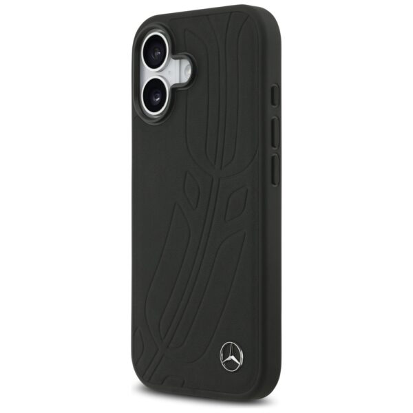 Mercedes Leather Large Laurel Leave MagSafe Case for iPhone 17 - Blackeng
