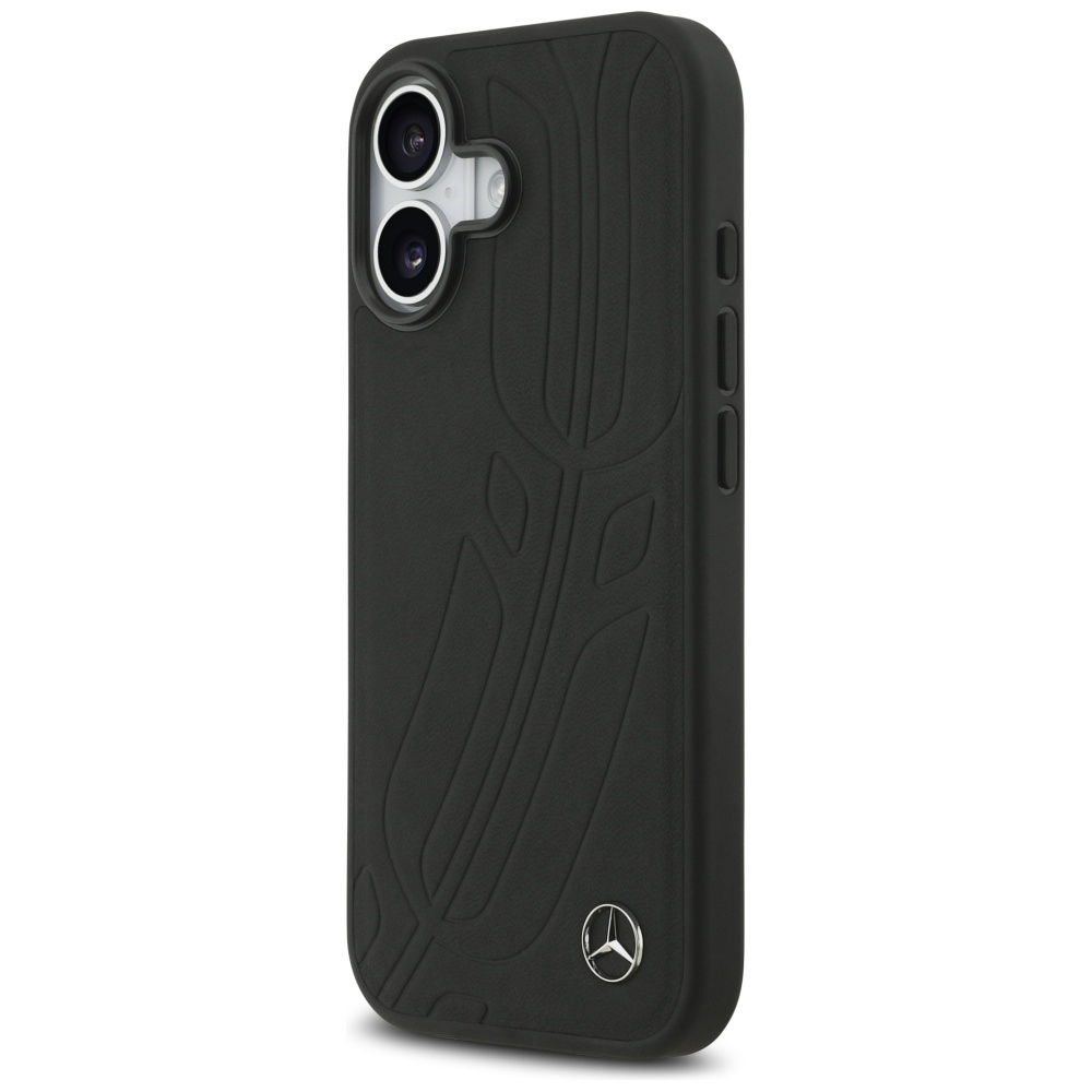 Mercedes Leather Large Laurel Leave MagSafe Case for iPhone 17 - Blackeng