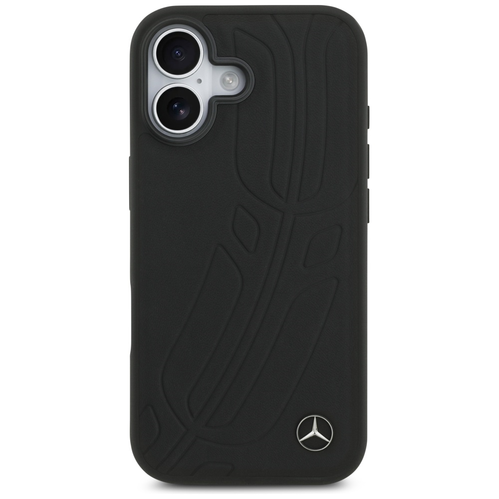 Mercedes Leather Large Laurel Leave MagSafe Case for iPhone 17 - Blackeng