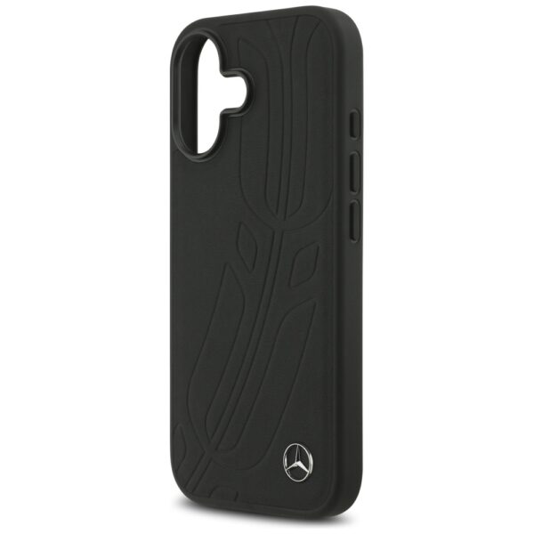 Mercedes Leather Large Laurel Leave MagSafe Case for iPhone 17 - Blackeng