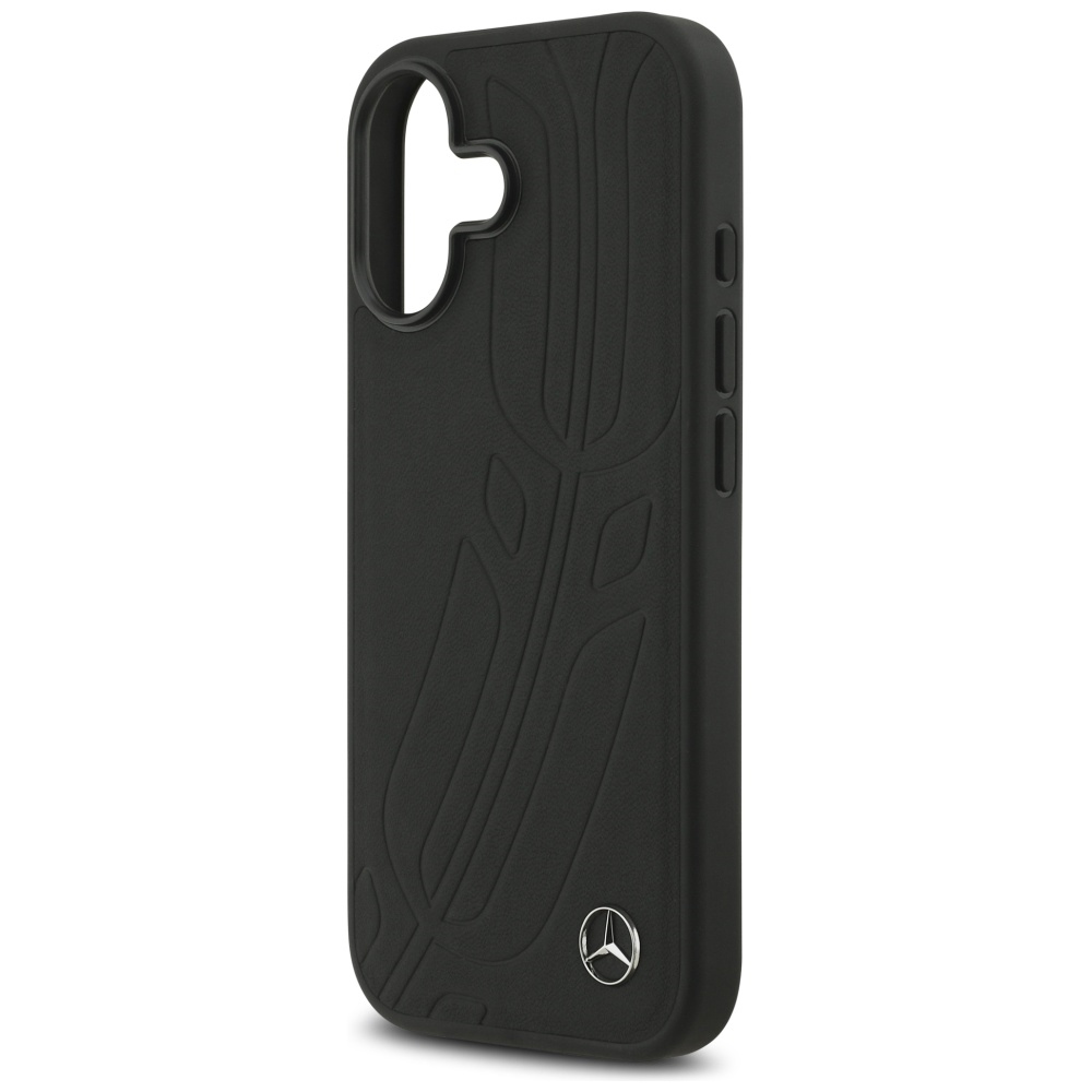 Mercedes Leather Large Laurel Leave MagSafe Case for iPhone 17 - Blackeng