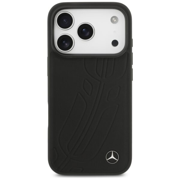 Mercedes Leather Large Laurel Leave MagSafe Case for iPhone 17 Pro - Blackeng