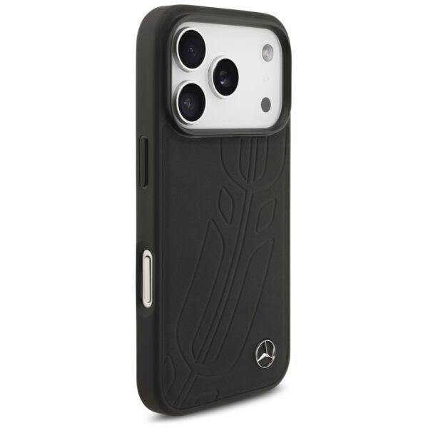 Mercedes Leather Large Laurel Leave MagSafe Case for iPhone 17 Pro - Blackeng