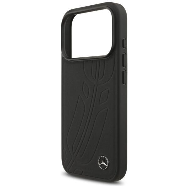 Mercedes Leather Large Laurel Leave MagSafe Case for iPhone 17 Pro - Blackeng