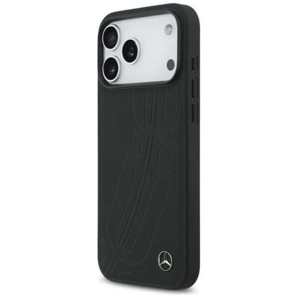 Mercedes Leather Large Laurel Leave MagSafe Case for iPhone 17 Pro Max - Blackeng