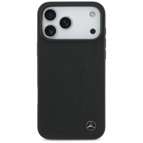 Mercedes Leather Large Laurel Leave MagSafe Case for iPhone 17 Pro Max - Blackeng