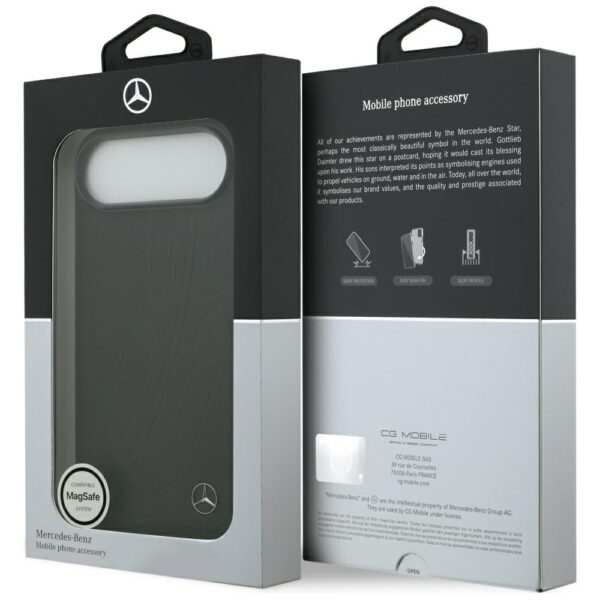 Mercedes Leather Large Laurel Leave MagSafe case for iPhone Air - blackeng