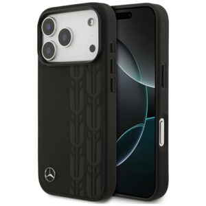 Mercedes Leather Laurel Leaves MagSafe Case for iPhone 17 Pro - Blackeng