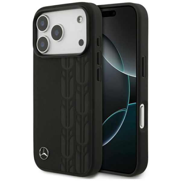 Mercedes Leather Laurel Leaves MagSafe Case for iPhone 17 Pro - Blackeng