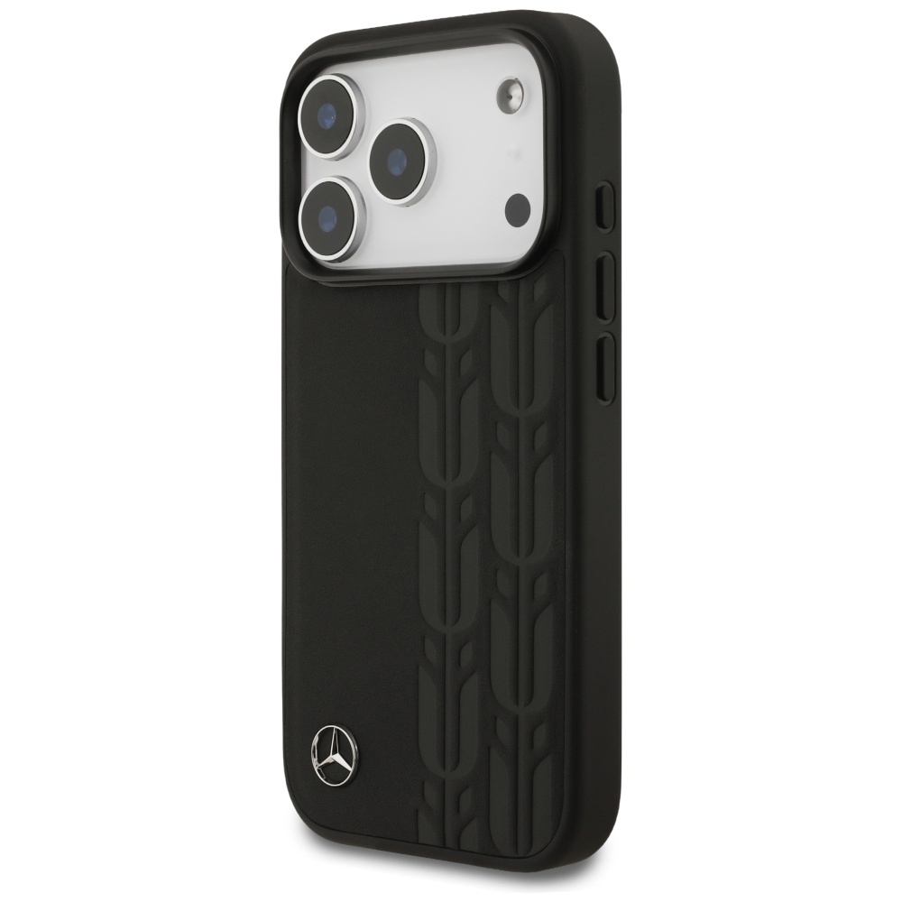 Mercedes Leather Laurel Leaves MagSafe Case for iPhone 17 Pro - Blackeng