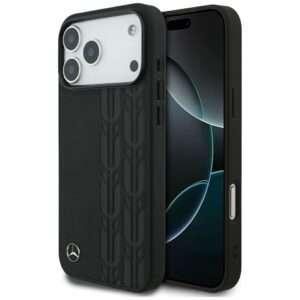 Mercedes Leather Laurel Leaves MagSafe Case for iPhone 17 Pro Max - Blackeng