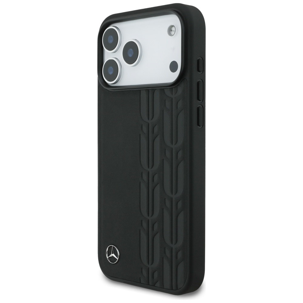 Mercedes Leather Laurel Leaves MagSafe Case for iPhone 17 Pro Max - Blackeng