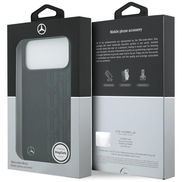Mercedes Leather Laurel Leaves MagSafe Case for iPhone 17 Pro Max - Blackeng