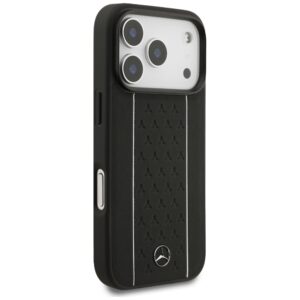 Mercedes Leather Star Pattern Stripes MagSafe Case for iPhone 17 Pro - Blackeng