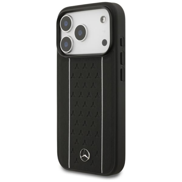 Mercedes Leather Star Pattern Stripes MagSafe Case for iPhone 17 Pro - Blackeng